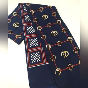 Vintage Long Fringe Scarf Twilly Horsebit Horse